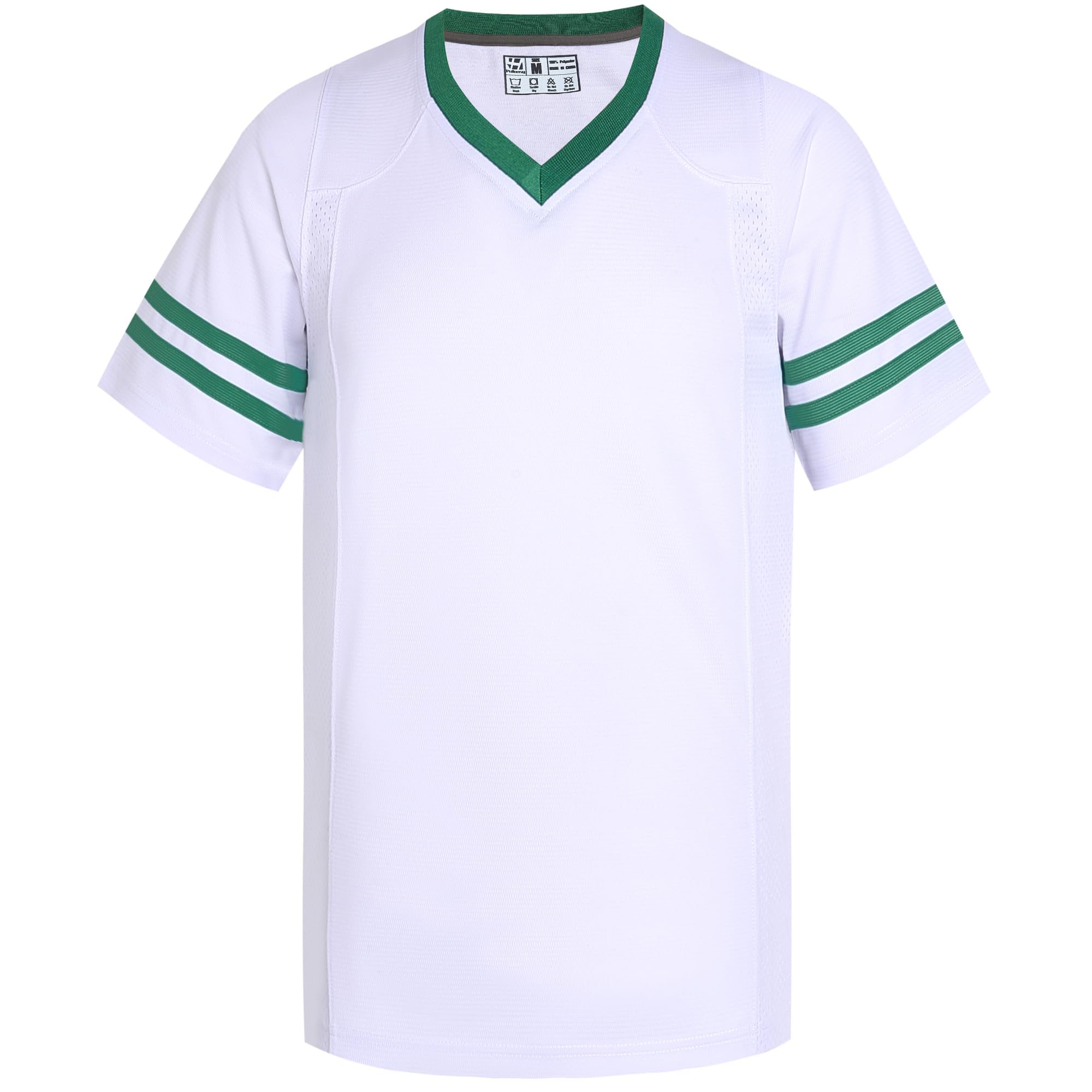 Pullonsy Plain White Football Jerseys for Men Unisex 90s 00s 10s Hip Hop Hipster Shirts Workout Fitness Tops Pullover Tee Kelly Green Stripe-White Jersey,Men Size X-Large
