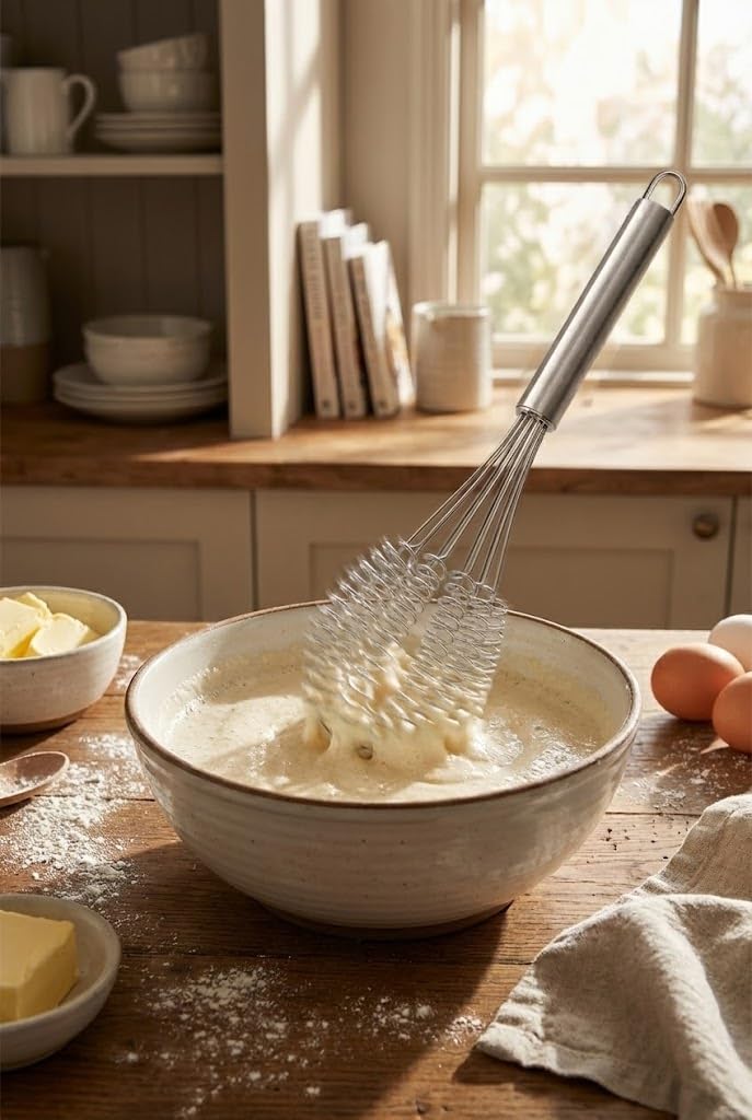 Orret Home Helezon Yaylı Çırpıcı – 304 Paslanmaz Çelik Makarna Çırpıcı & Çırpma Teli, Yaylı Spiral Tasarım, Kıvamlı Yumurta, Krema, Pasta ve Hamur Çırpma, Dayanıklı Profesyonel Mutfak Gereci