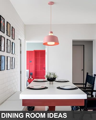 Miniatura 4 de ANYLOVE Macaron - Lámpara colgante de isla de cocina, lámparas colgantes rosas de 11 pulgadas con pantalla de vidrio esmerilado, altura ajustable,