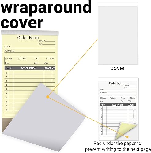 Vista 3 de Paquete de 12 libros de pedidos de ventas de 3.5 x 5.5 pulgadas, 2 partes sin carbono libros de recibos de venta para pequeñas empresas, 50
