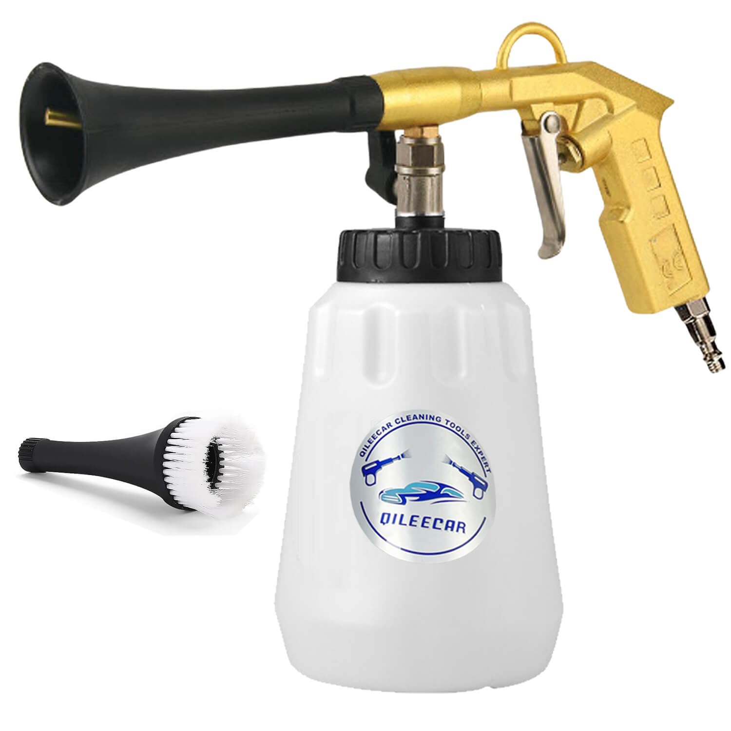 QiLeeCar Tornado Cleaning Gun, High Pressure Turbo Car Cleaning Gun Clean and Air Dry Auto Surfaces with a Strong Gust of Air and Universal Interior (Imitation Gold Metallic)