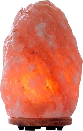 WBM Himalayan Glow 1004Lámpara de sal del Himalaya tallada a mano natural cristal con base de madera neem original y control de ajuste de luz y