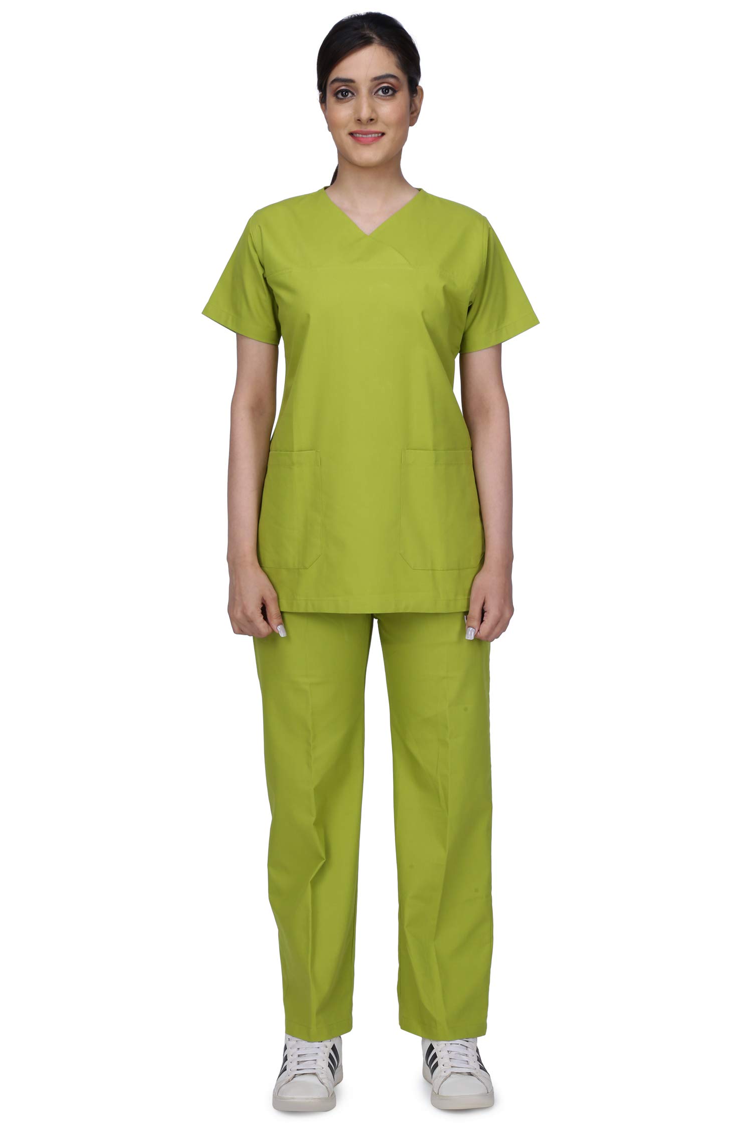 UNIFORM CRAFT Women’s Scrub Suits DSVX || 4 pocket scrubs | Ideal for doctors, dentists, vets, nurses & healthcare professionals (Lime Green, L)