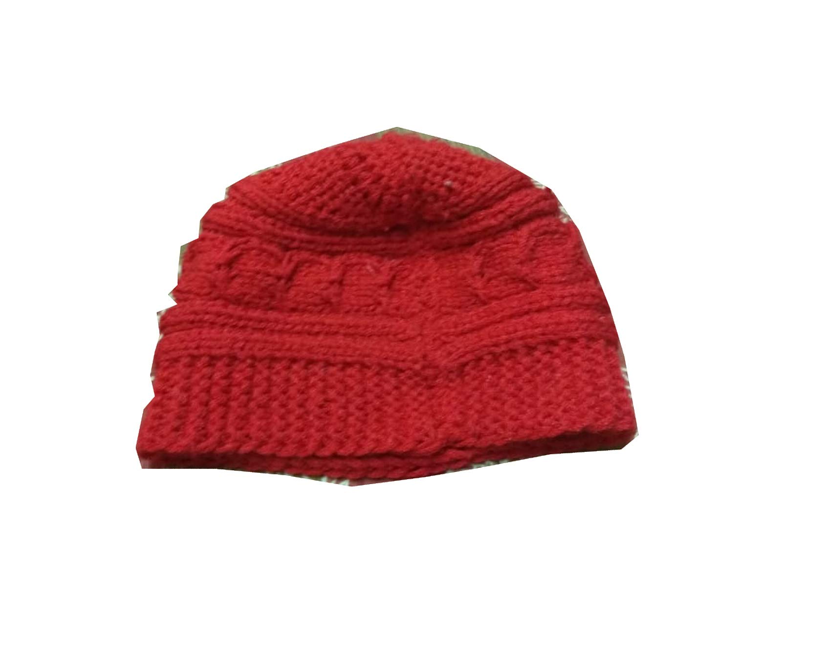 Pure Wool Hand Knitted Cap for All Ages Unisex Red-image-47