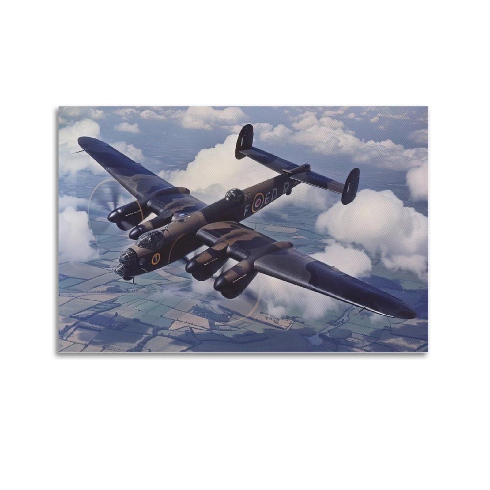 Military Fighter Aircraft Poster Lancaster Bomber Plane Bomber Aircraft Decorative Painting Canvas Art Picture 20x30inch(50x75cm)