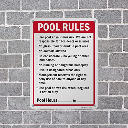 Cartel metálico con reglas de piscina 24x18 pulgadas miniatura 5