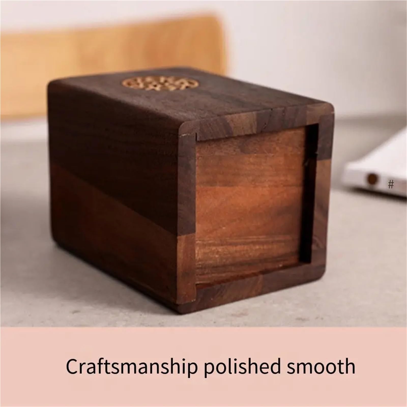 Mehrzweck-Stiftehalter aus Holz, schwarzer Nussbaum, Vintage-Bleistiftbox, praktische Stiftaufbewahrung, Becher, Schreibtischzubehör Für Schule,Zuhause(Square)