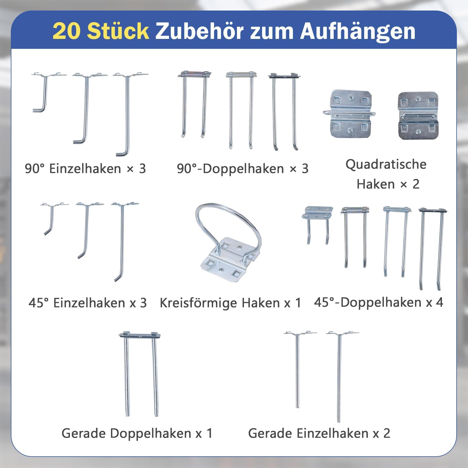 FANTASK Werktisch Werkzeugbank, 225 kg Tragkraft Arbeitstisch mit regalen & 20 Hängehaken & Lochwand & Schubladen, Werkbank für Garage, Werkstatt & Haus, 81x41x156 cm (Blau)
