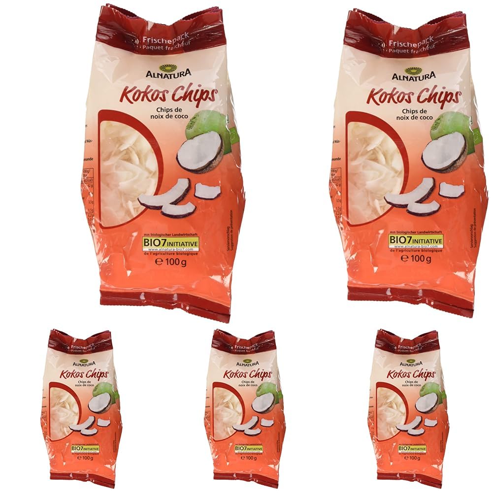 Alnatura Bio Kokos Chips, 100g (Packung mit 5)