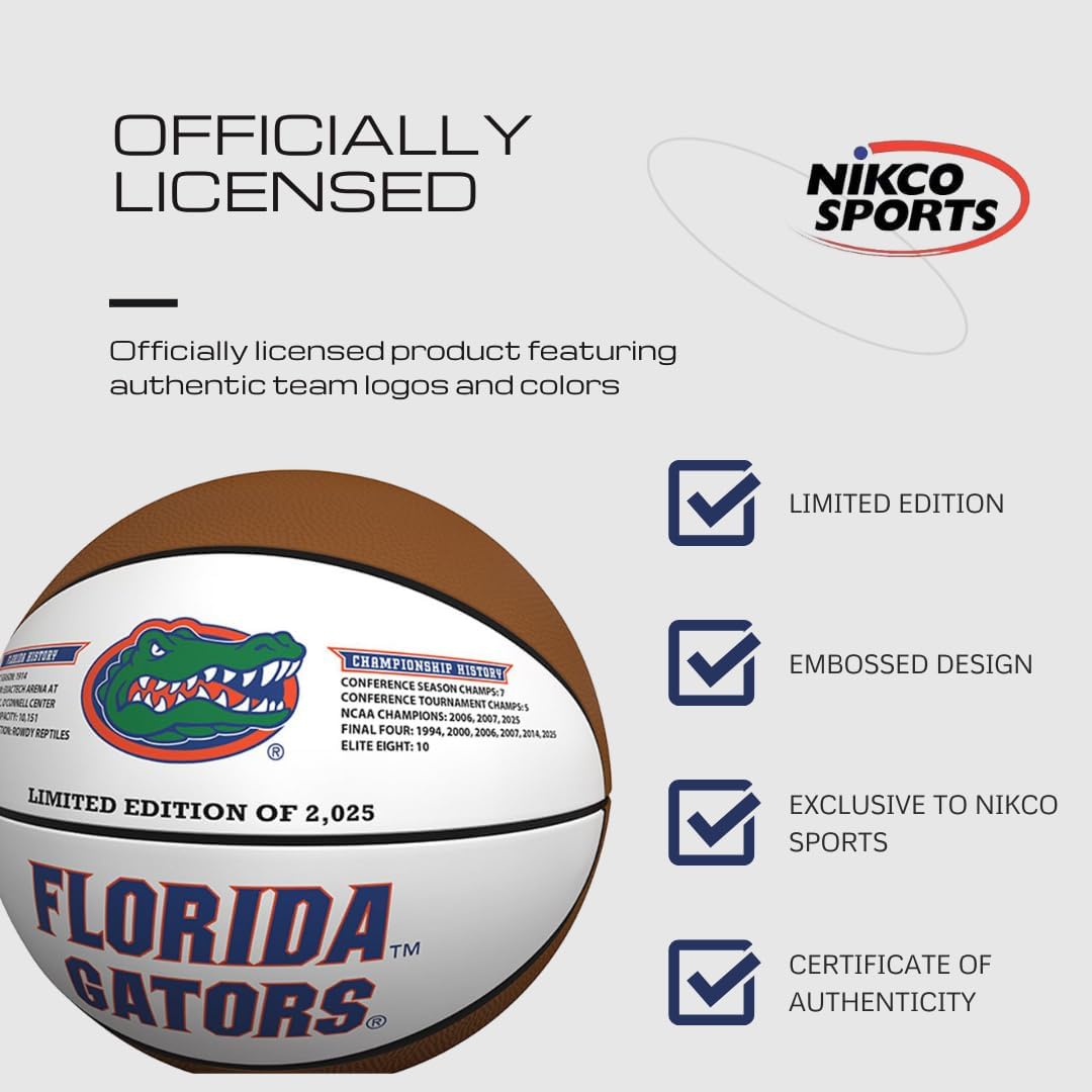 NIKCO Sports Gators “Season to Remember” Basketball | Limited Edition of 5,000 | Officially Licensed College NCAA Florida 2024-25 Collectible Gift Fan Memorabilia with Certificate of Authenticity