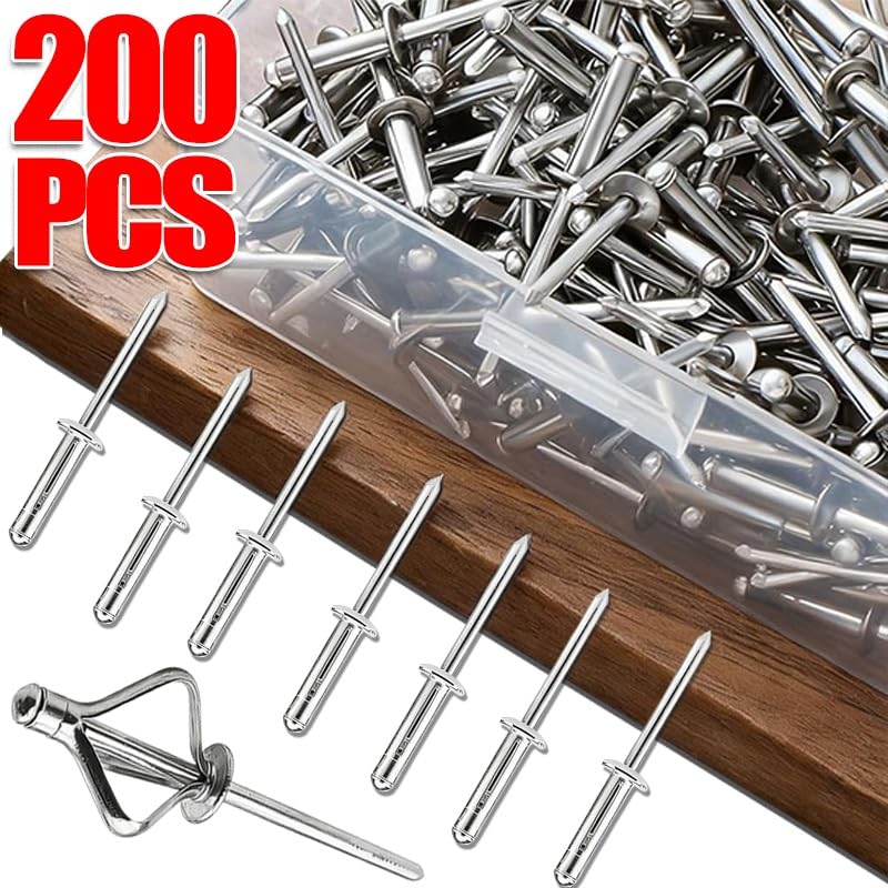 Rivetti Rivetti a tre ante Assortimenti in lega di alluminio Tri Grip pop esplosivi Stile lampadina for contenitori for edifici for barche marine in kayak(200PCS,4x21mm)