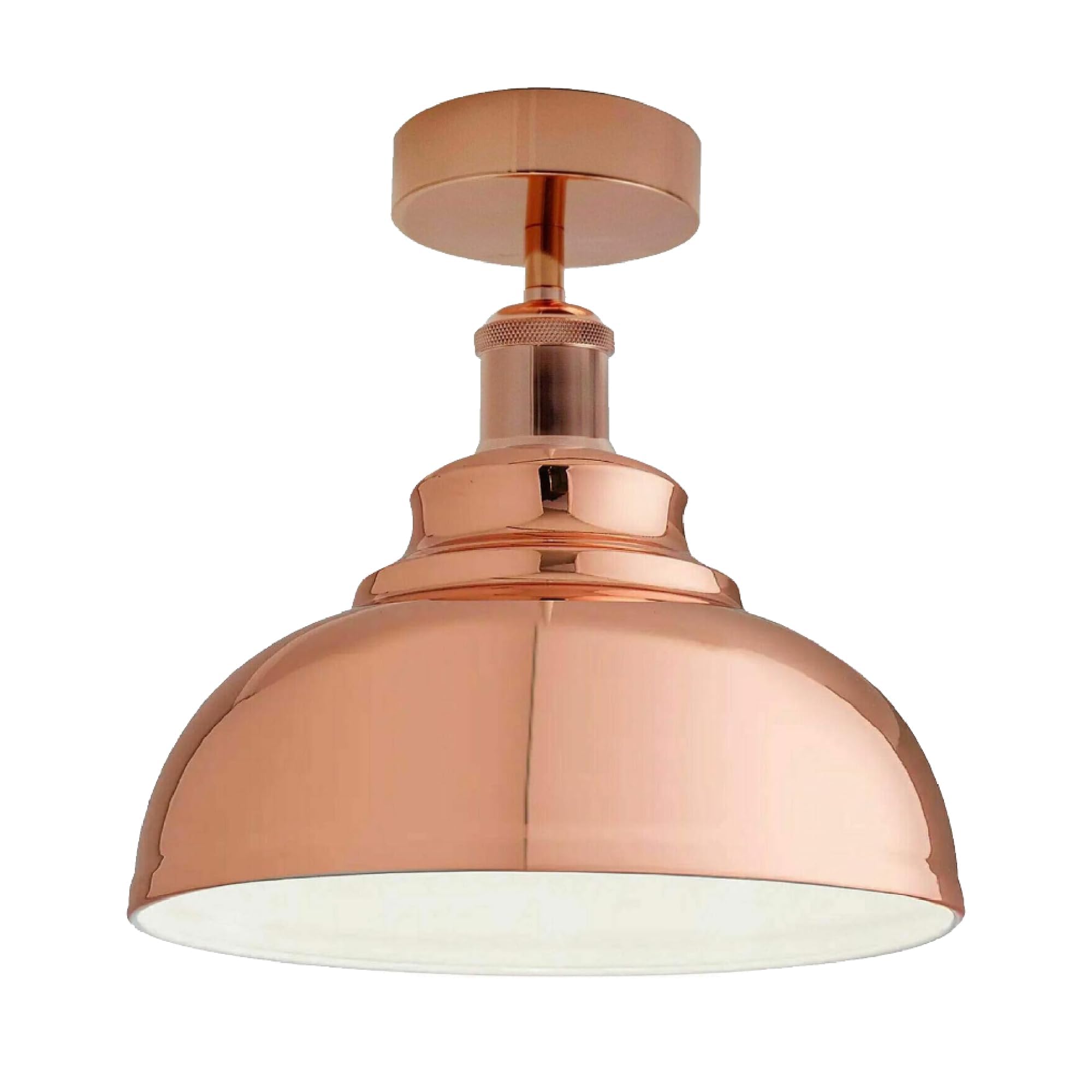 DC VOLTAGE Modern Semi Flush Mount Ceiling Light Fixture Industrial Metal 29cm Rose Gold Dome Curvy Lampshade Easy Fit Premium Quality Anti Rust Ceiling Lighting for Living Room Kitchen Restaurant โ image 1