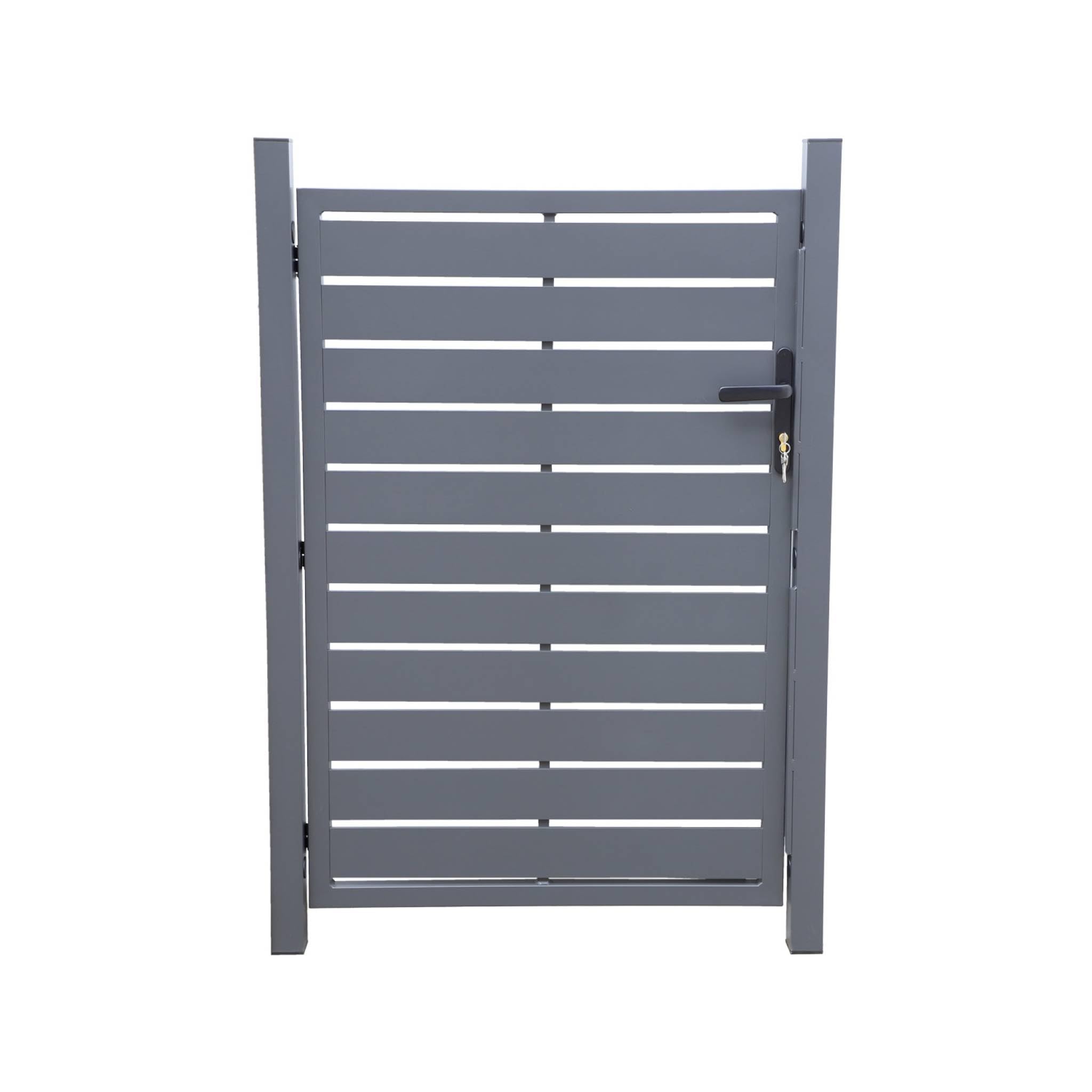 Cancello da giardino in alluminio con serratura e maniglia, 100cm, Portillon, Antracite, 100x1.4x146 cm