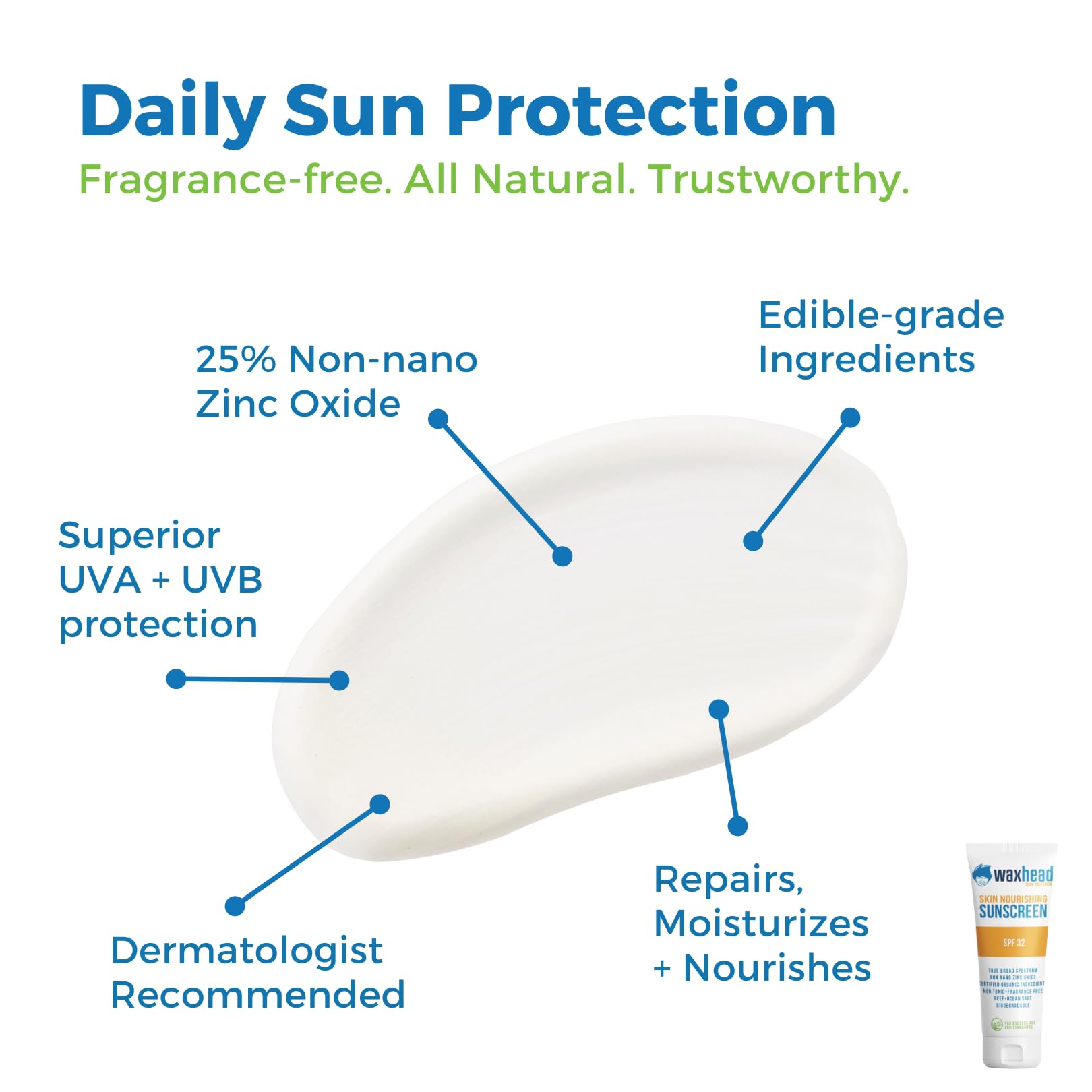 Waxhead - Protector solar para niños SPF 32, protector solar mineral de óxido de zinc para cara y cuerpo, seguro para bebés y niños pequeños, recomendado por pediatras, seguro para arrecifes, no graso 7