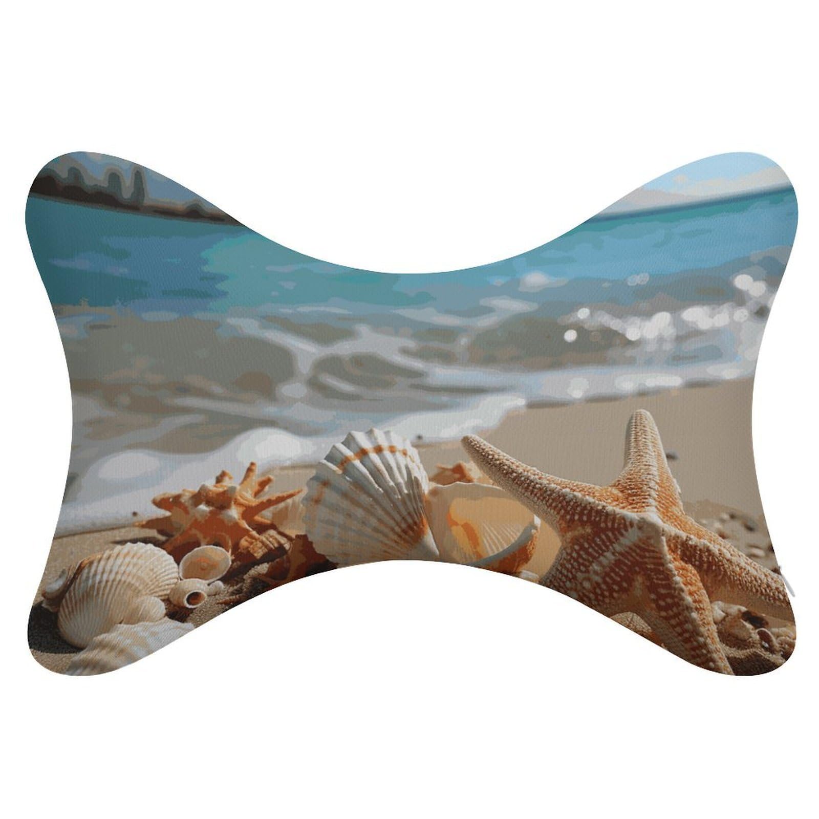 Adfgyerh Style Seashells Starfish On Beach Pillow ，Memory Foam Pillow Core，Cushion,Provide Neck Support，Car Pillows For Travel Car Seats And Home Offices.