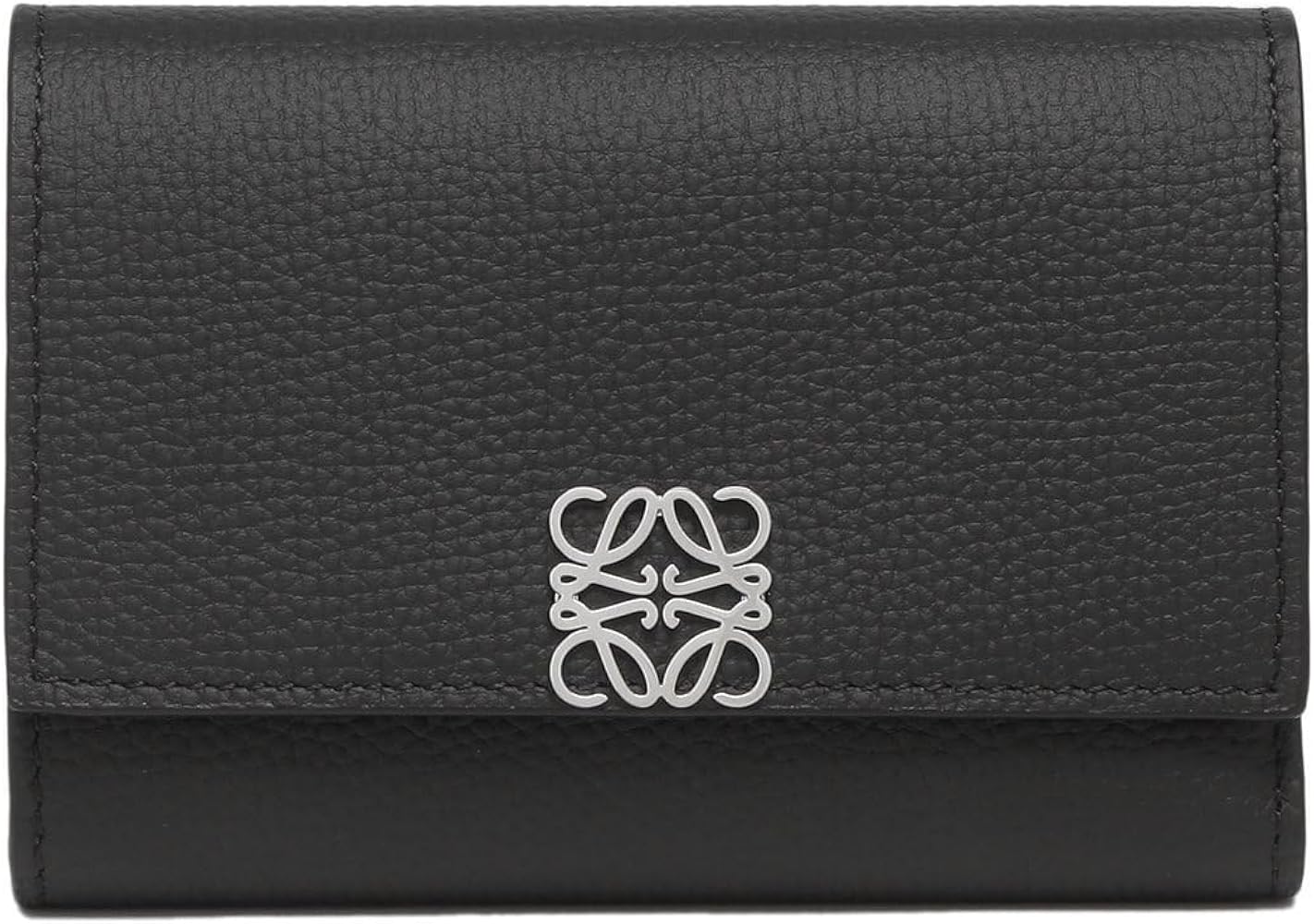 【used】LOEWE⭐️アナグラム ウォレット 三つ折り財布 ブラック LOEWE（ロエベ） 三つ折り コンパクト財布 アナグラム レザー ブラック