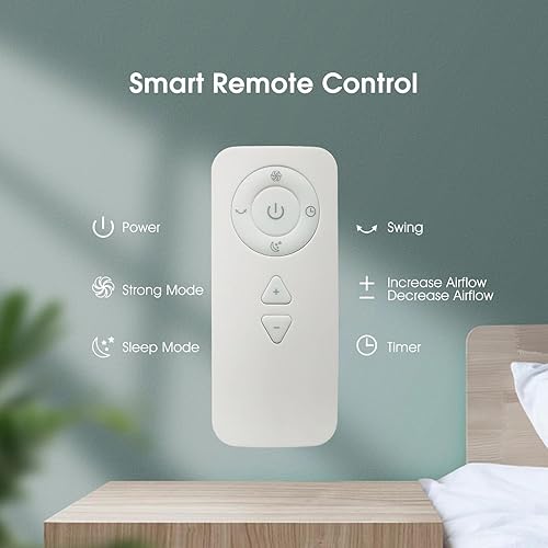 Miniatura 6 de Ventilador de torre sin aspas con filtro HEPA, ventilador oscilante sin aspas de 80 con control remoto, 9 velocidades, temporizador de 8 horas,