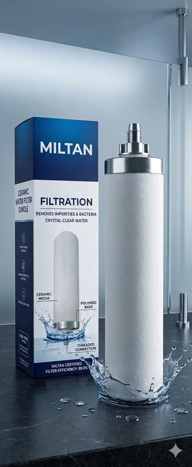 Ceramic Water Filter Candle Purifier, White, for Home Use, Stainless Steel Plastic, 99.9% Filter Efficiency (1, STEEL-PLASTIC)-image-13