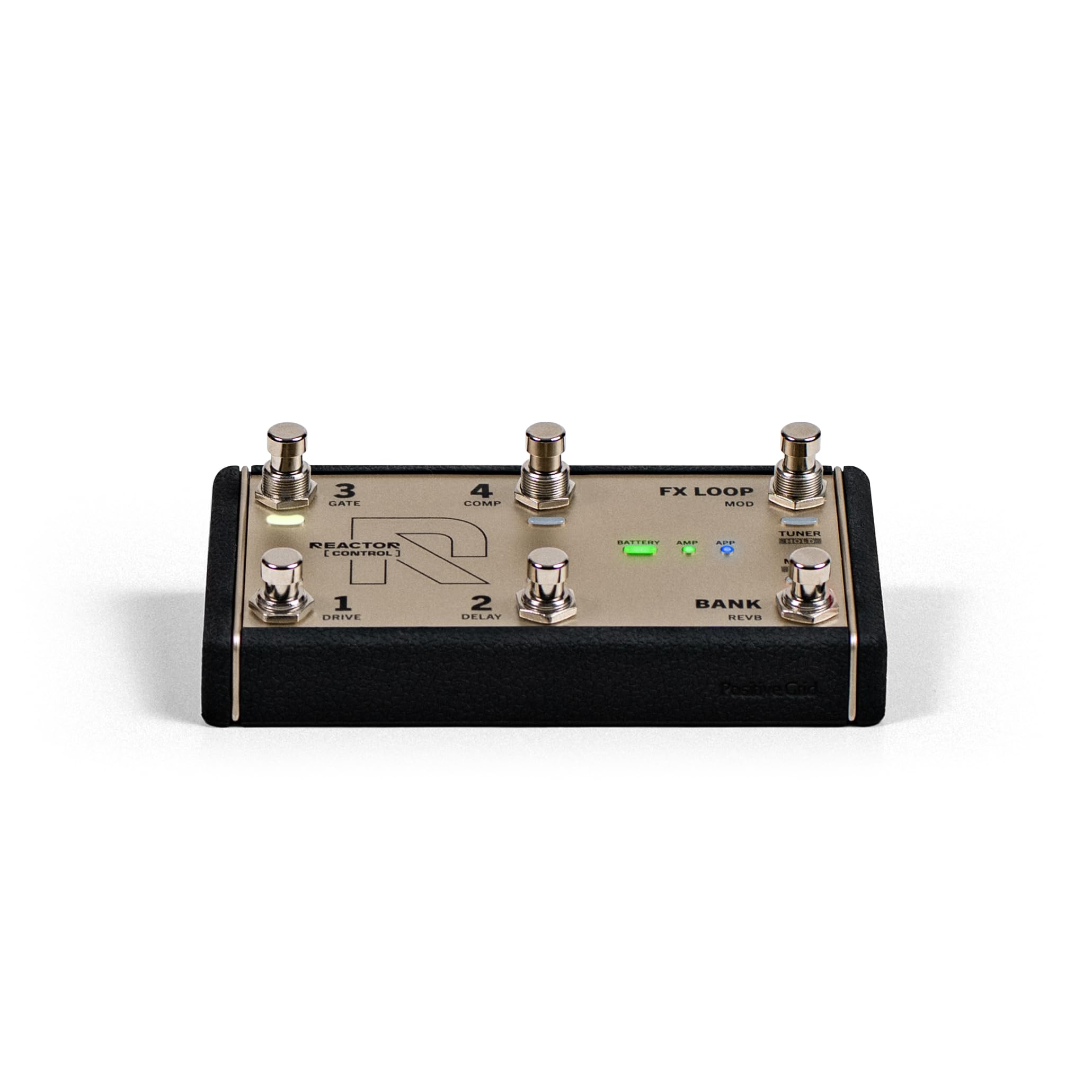 Positive Grid REACTOR Control – Pédalier sans fil Officiel pour Amplis REACTOR, 6 Footswitches Acier, Bluetooth, Entrée Pédale d’expression, Batterie 40+ heures
