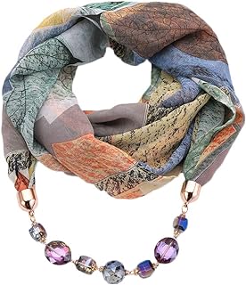 Vintage Ethnic Women's Scarf Crystal Bead Pendant Accessory Necklace Soft Infinity Scarves(sc005) - Buy now