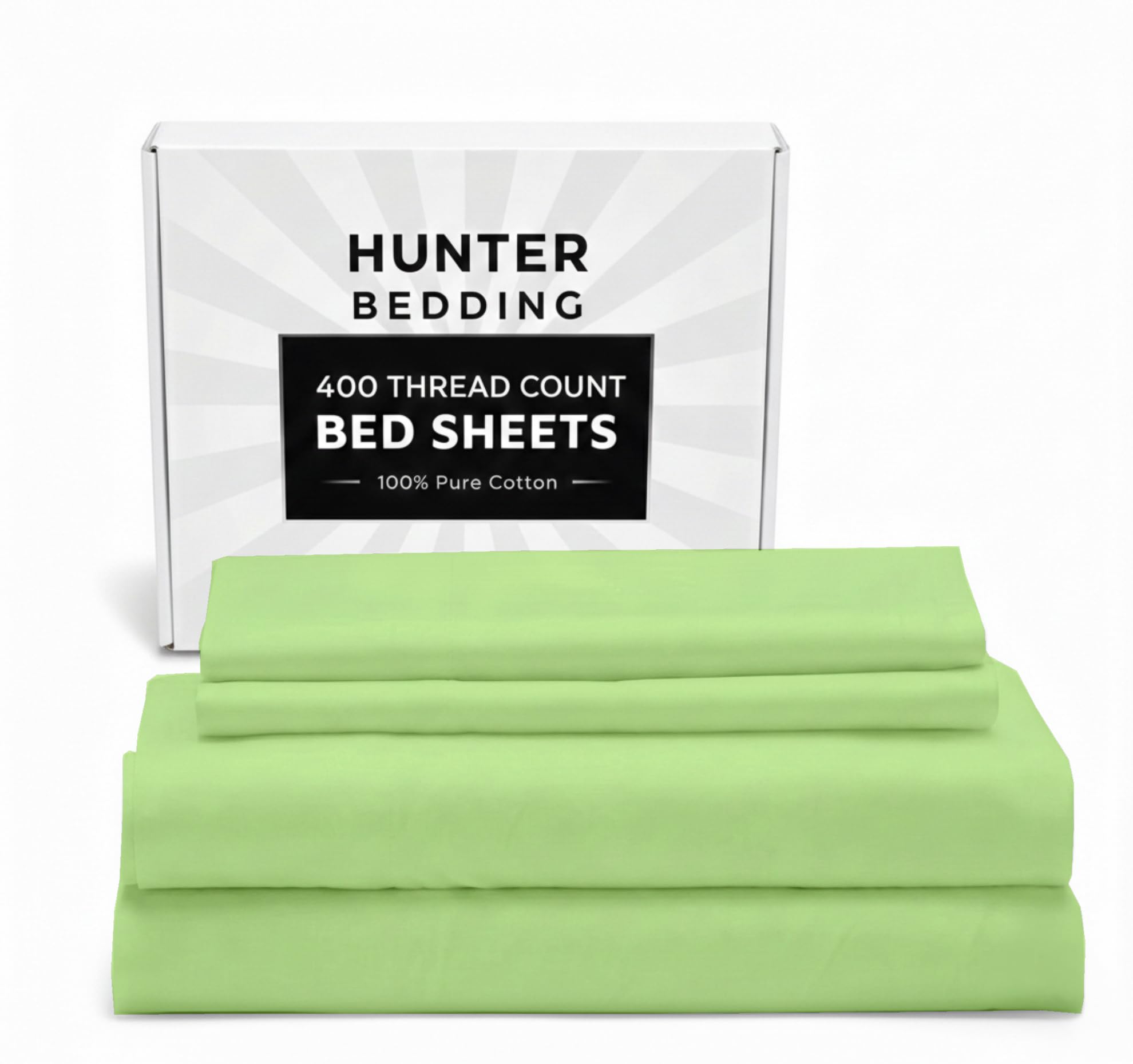 400 TC Pure Cotton Bed Sheets Set Super King Size – Luxury Hotel Quality, Extra Soft Breathable & Cooling Bedding – Wrinkle Resistant, Easy Fit 40 CM Deep Pocket – 4 Piece Set (Sage Solid)