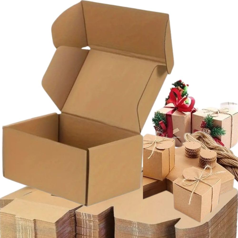 New Empty Corrugated Box for Gift Kraft Box, Art-Craft and Hand-craft, Gifting, Packing, Storing, Brown Cardboard Box for Mailing Box, Shipping Storage Boxes, Small Parcel (12x12x12-10pcs.)