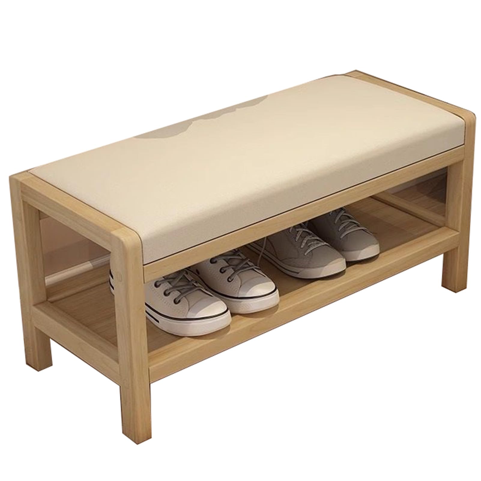 Banc de rangement en bois noble et assise matelassée pour entrée raffinée