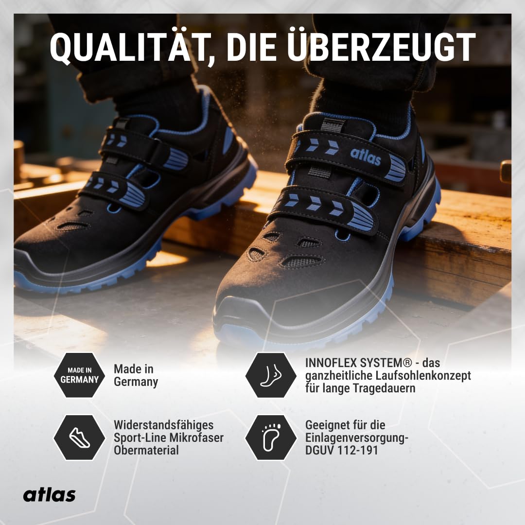 Atlas SL 465 XP Blue ESD Sicherheitschuhe Arbeitsschuhe für Herren und Damen S1P leicht, dynamisch, Aluminiumkappe