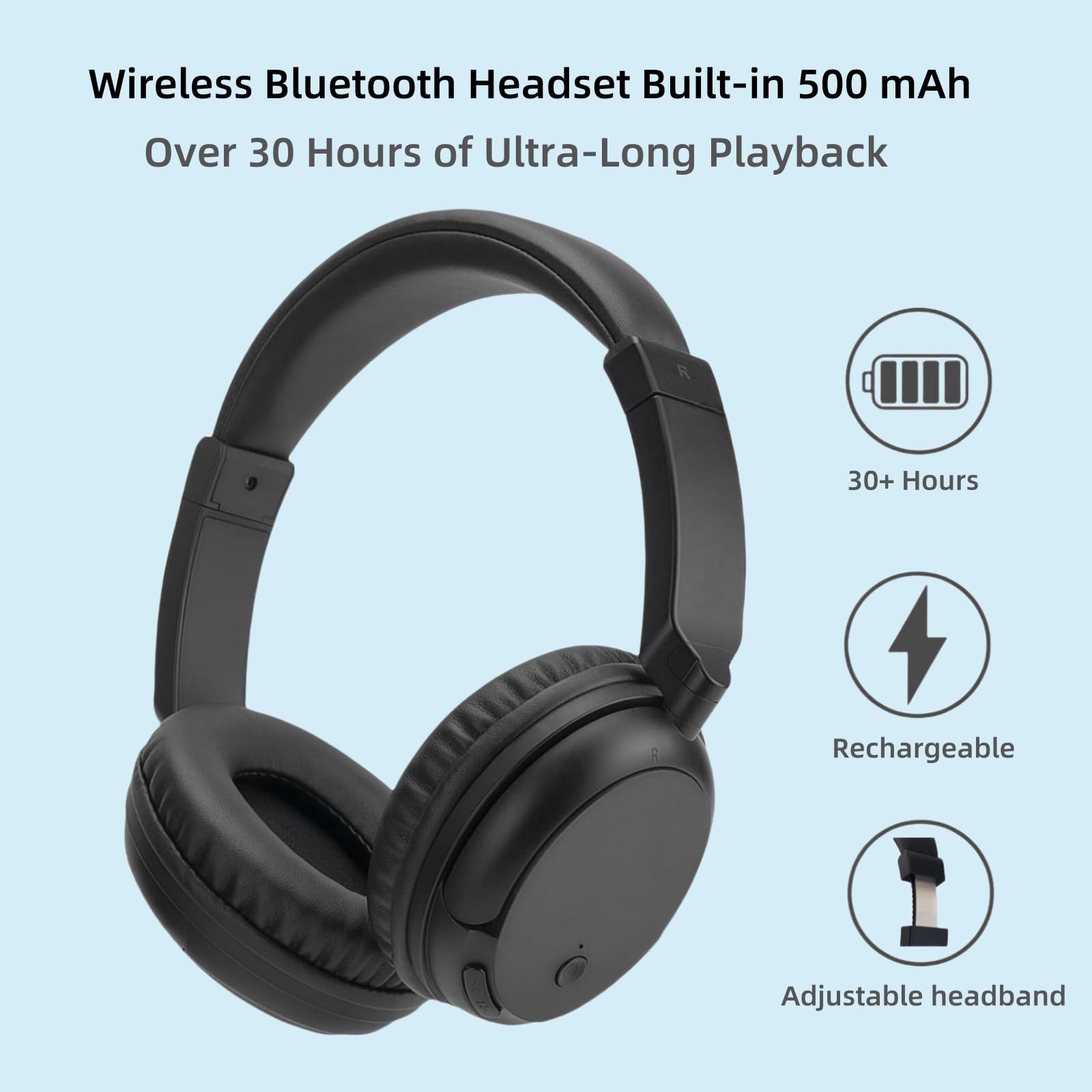 Casque sans fil pour TV, Casque Supra-Auriculaire Bluetooth 5.3 avec Fonction Radio RM, Casque TV Sans Fil Léger pour Personnes âGées, 30 Heures de Lecture, port Confortable Sans délai Audio, Noir