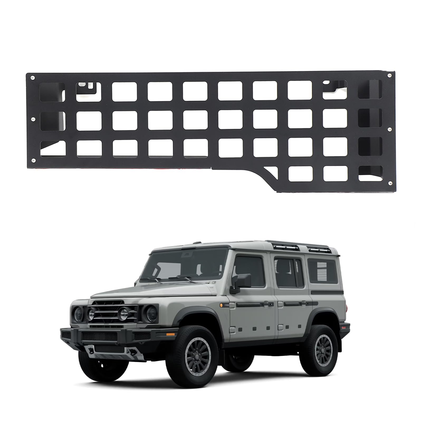 Rear Trunk Molle Panel Trunk Organizer for INEOS Grenadier Accessories 2020-2025 Modular Storage Panel, Trunk Side Cargo Rack Shelf Organizer Basket, Rear Boot Metal Fence Storage Box Bin (Right)