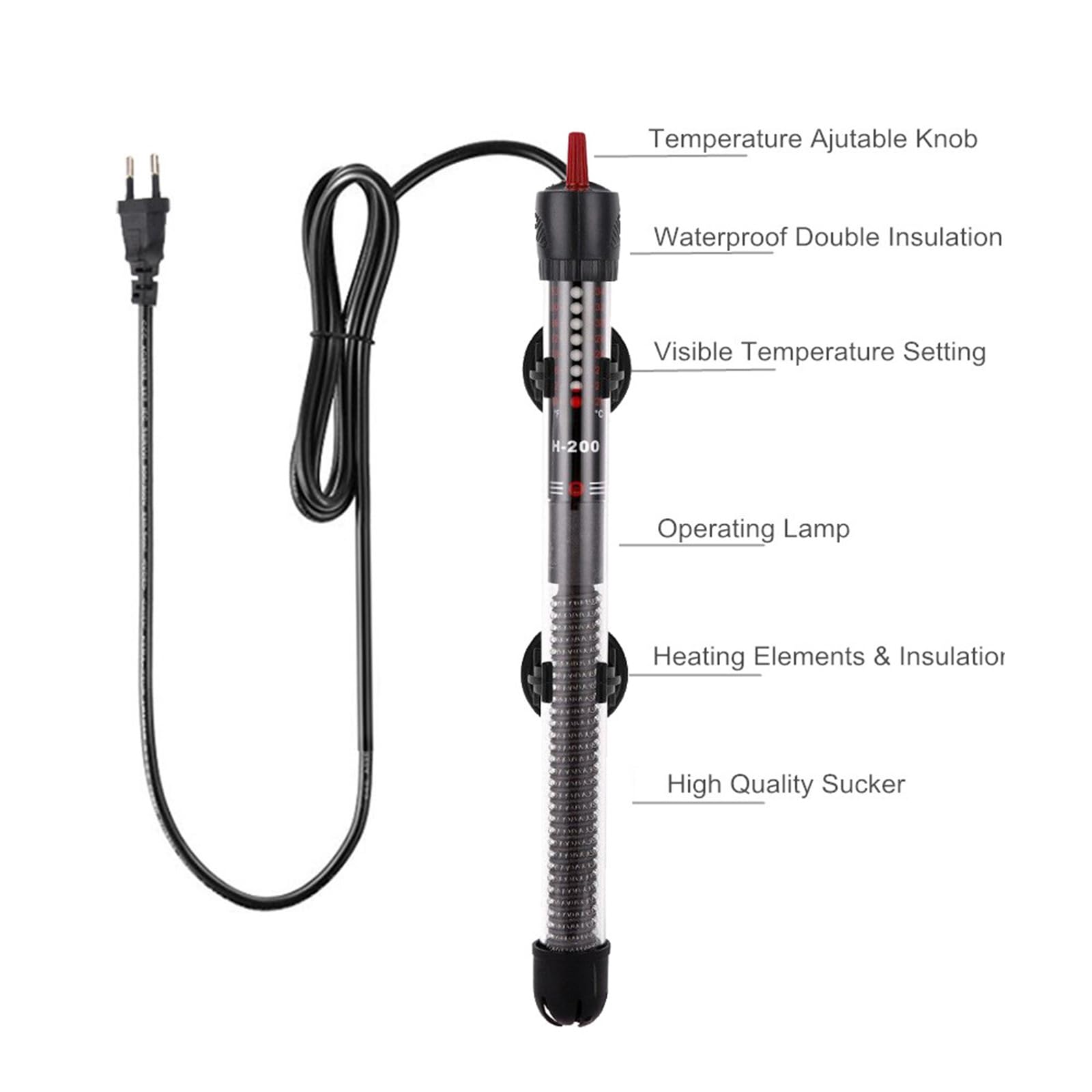 Asta riscaldante per Acquario, Mini riscaldatore Regolabile per Acquario con Copertura Protettiva, Riscaldatore sommergibile per Acquario, Automatico termostato acquari,2 Pack,300W