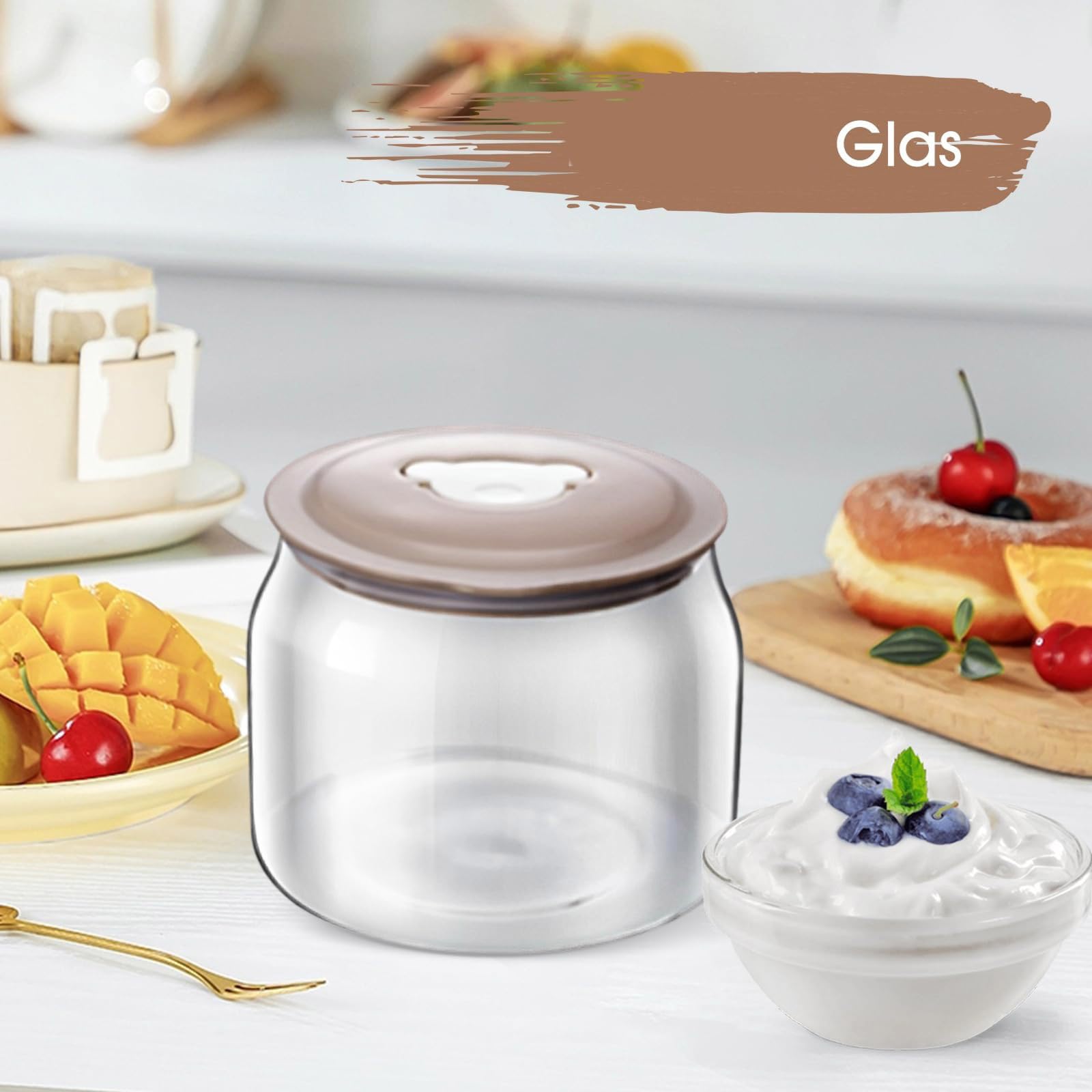 Separatore di siero per yogurt a maglia fine filtro per yogurt e formaggio con coperchio riutilizzabile strumento da cucina facile da pulire
