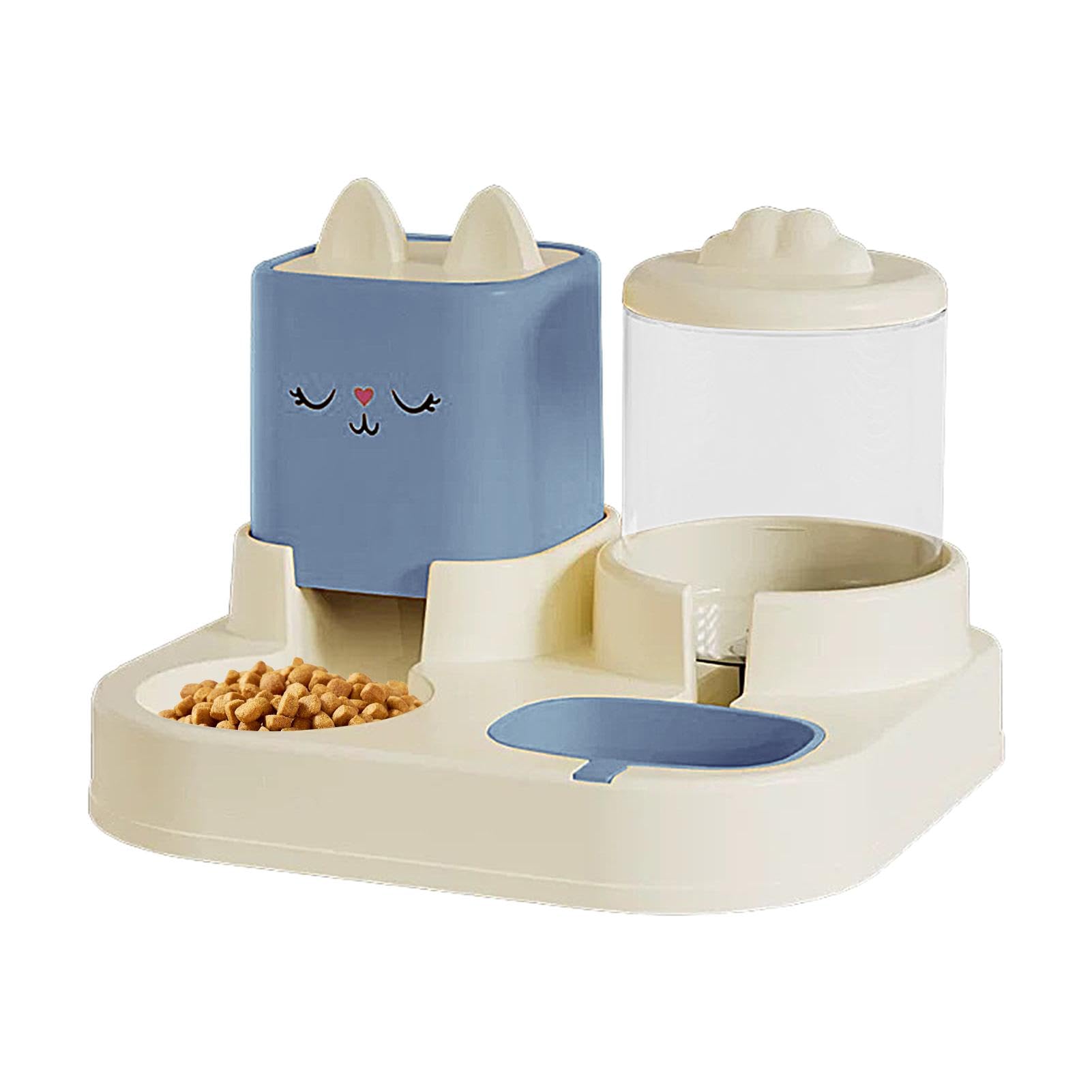 Ciotole per animali domestici, Set di distributori cibo e acqua for gatti, distributore for animali domestici, doppie ciotole con bottiglia d'acqua automatica(Blue)