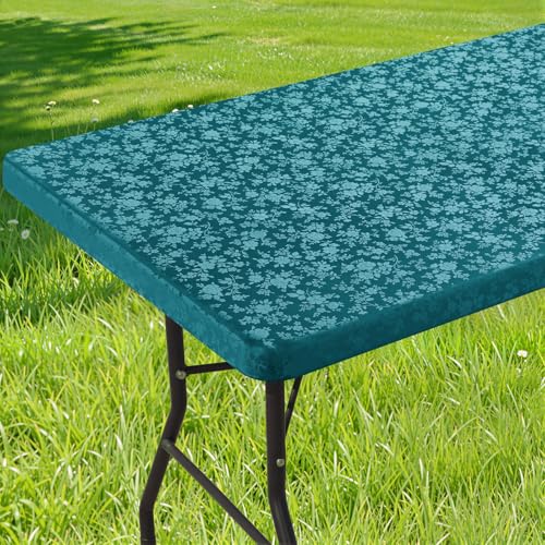 Image of Smiry Heavy Duty Vinyl Fitted Tablecloths for 4 Foot Rectangle Tables