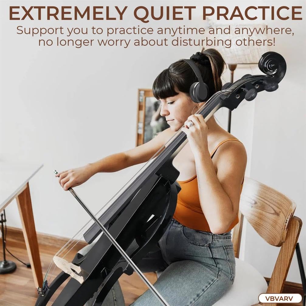 Kit de violonchelo eléctrico con bolsa ligera, auriculares, arco, puente, colofonia para adultos, estudiantes, principiantes