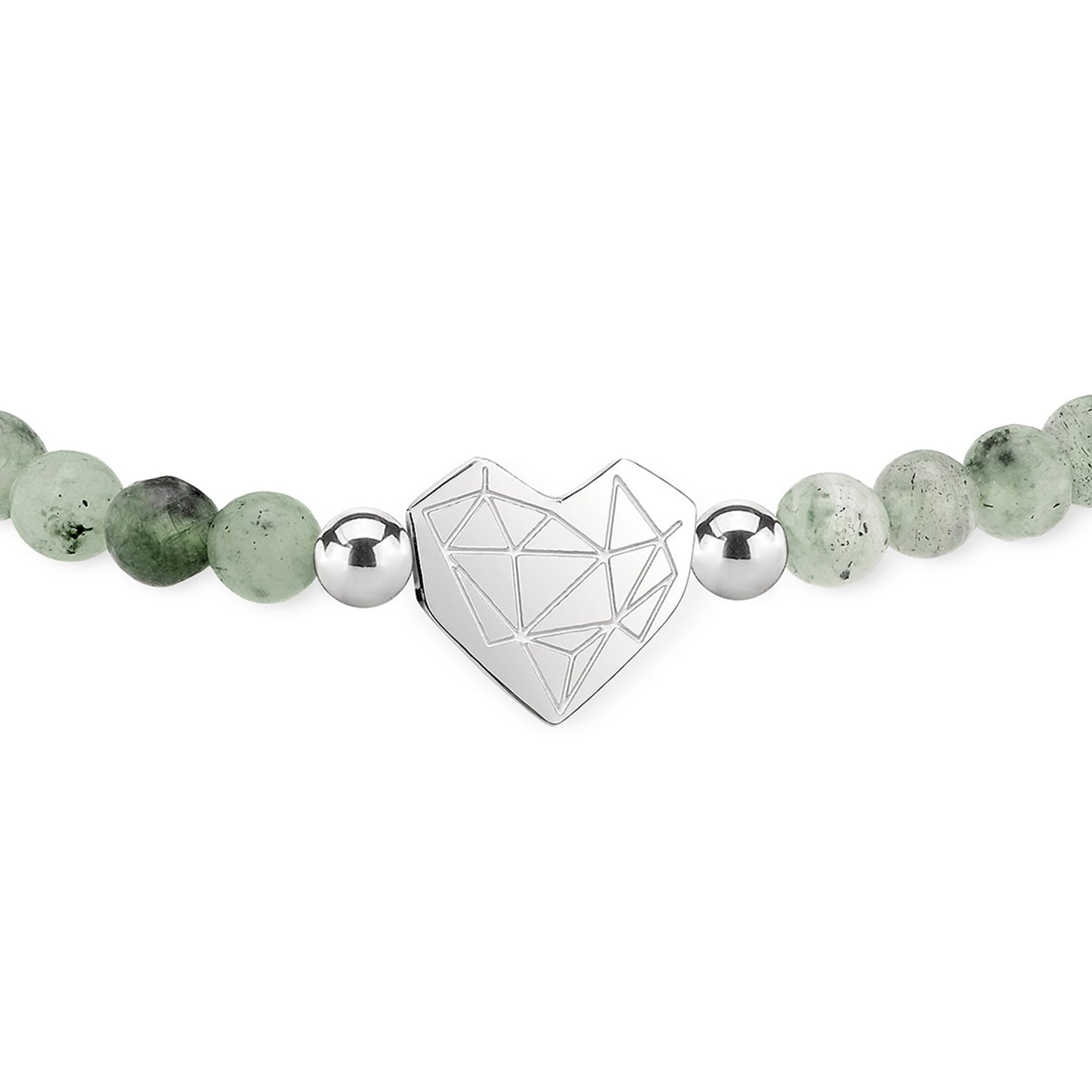 LIEBESKIND BERLIN Broken Heart Beads bransoletka – elegancka bransoletka z polerowanej stali nierdzewnej – jasnozielona – ze sznurkiem do regulacji do 17 cm – wodoodporna i przyjazna dla skóry