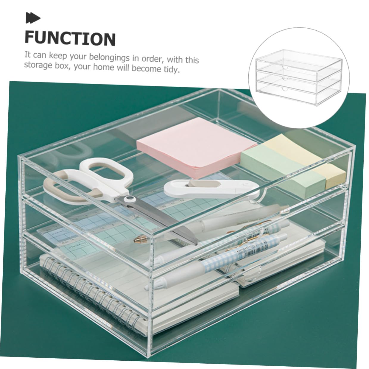 VICASKY Organizer Strati in Acrilico Trasparente Scatola Portaoggetti per Trucchi e Cosmetici Organizzatore da Scrivania per Piccoli Articoli