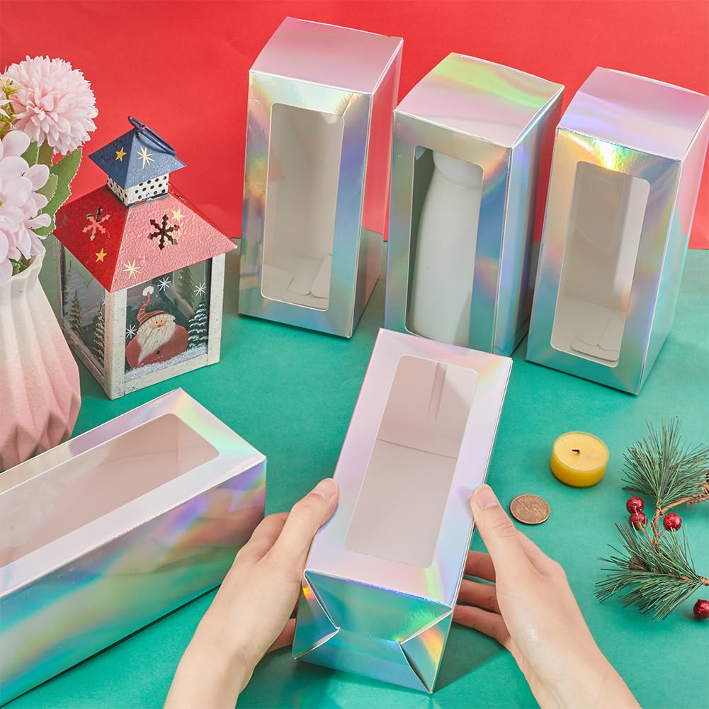 GORGECRAFT 10 boîte à Gobelets en Verre par Sublimation Coffrets Cadeaux de Noël en Carton Irisé avec Ruban en Organza de 20 mètres pour Gobelets 12oz 16oz et 20oz Emballage Cadeau de Thanksgiving