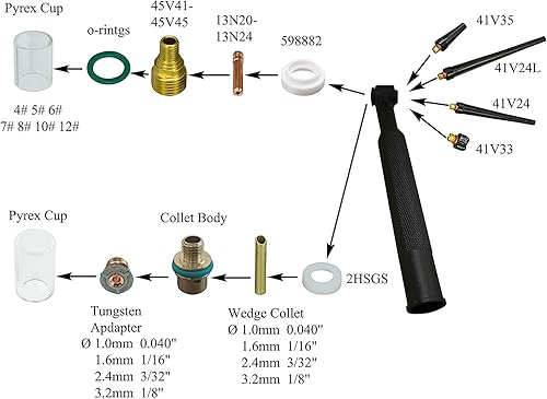 Miniatura 4 de RIVERWELD TIG - Boquillas de cuarzo transparente para copa de vidrio, #12, 1316 pulgadas y 0.787 in, orificio para PTA DB SR WP 9 17 18 20 25 26 TIG