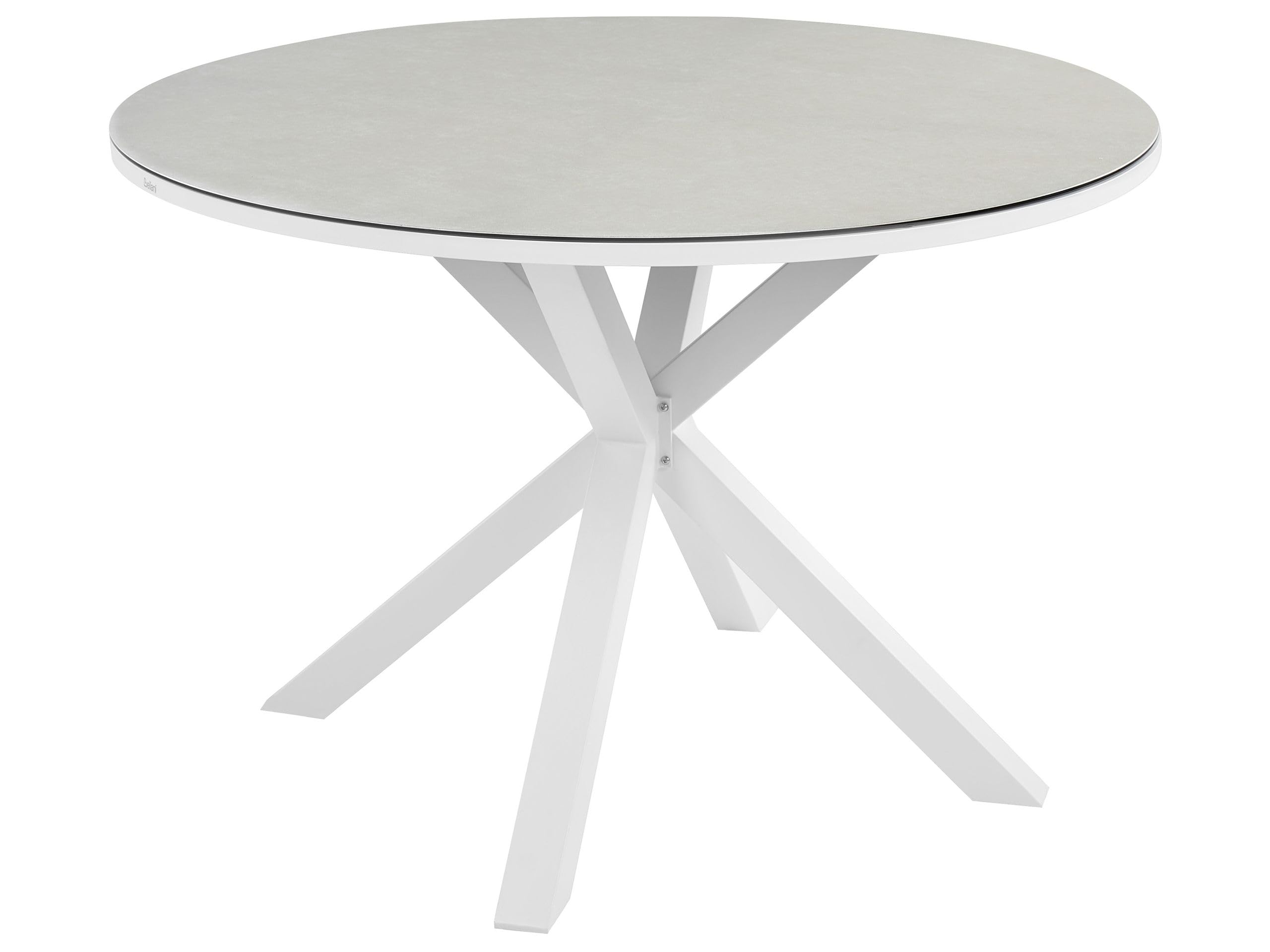 Beliani Tavolo da giardino in alluminio con gambe in alluminio e piano in vetro ceramico bianco
