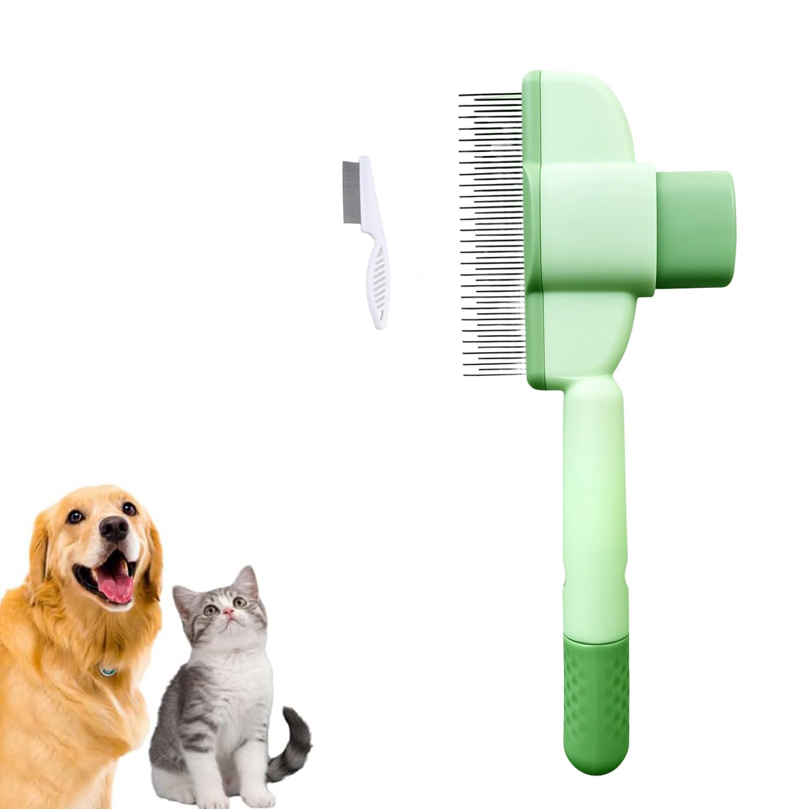 chat peigne, 2025 brosse anti-poils mort –peigne anti puces douce, efficace et autonettoyante, idéale pour poils longs et courts (Jaune)