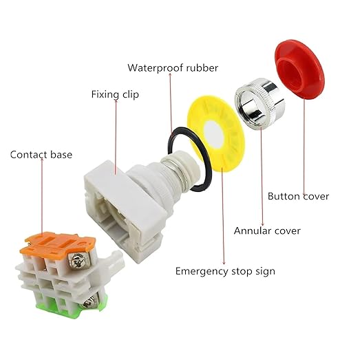 Miniatura 6 de EKINS MomentaryLocking 22mm red Mushroom Head Emergency Stop Button Switch XB2 LAY37 NONC Alarm Button Switch (Color  LAY37 Momentary)
