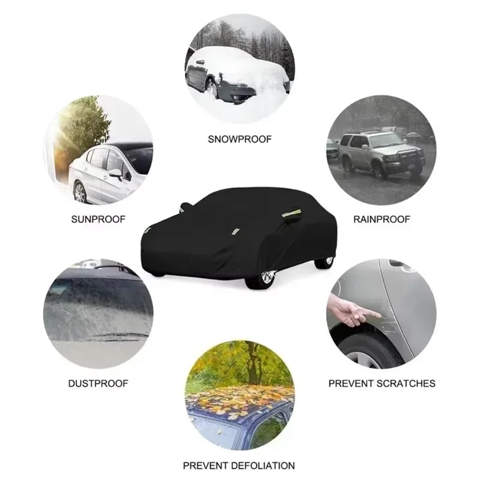 Funda de Coche Parasol Universal para Coche, protección contra el Polvo y el Sol, con Tiras Reflectantes, para Hatchback, sedán y SUV. Funda de Coche Exterior(XXL-5.3X2.0X1.50M,Silver)
