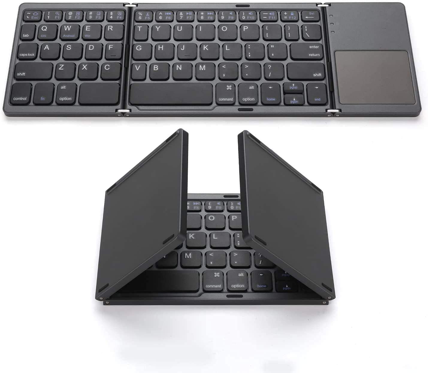 Mini Foldable Bluetooth Keyboard, Wireless Portable Mini BT Rechargable Keyboard with Touchpad Compatible with Android, Tablet,Mack-Dark Gray-image-10