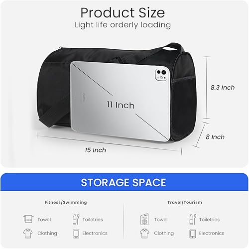 Miniatura 3 de C&F BOGMOST Pequeña bolsa de gimnasio para mujeres y hombres, pequeña bolsa de lona ligera, bolsa de viaje, bolsa de deporte impermeable para