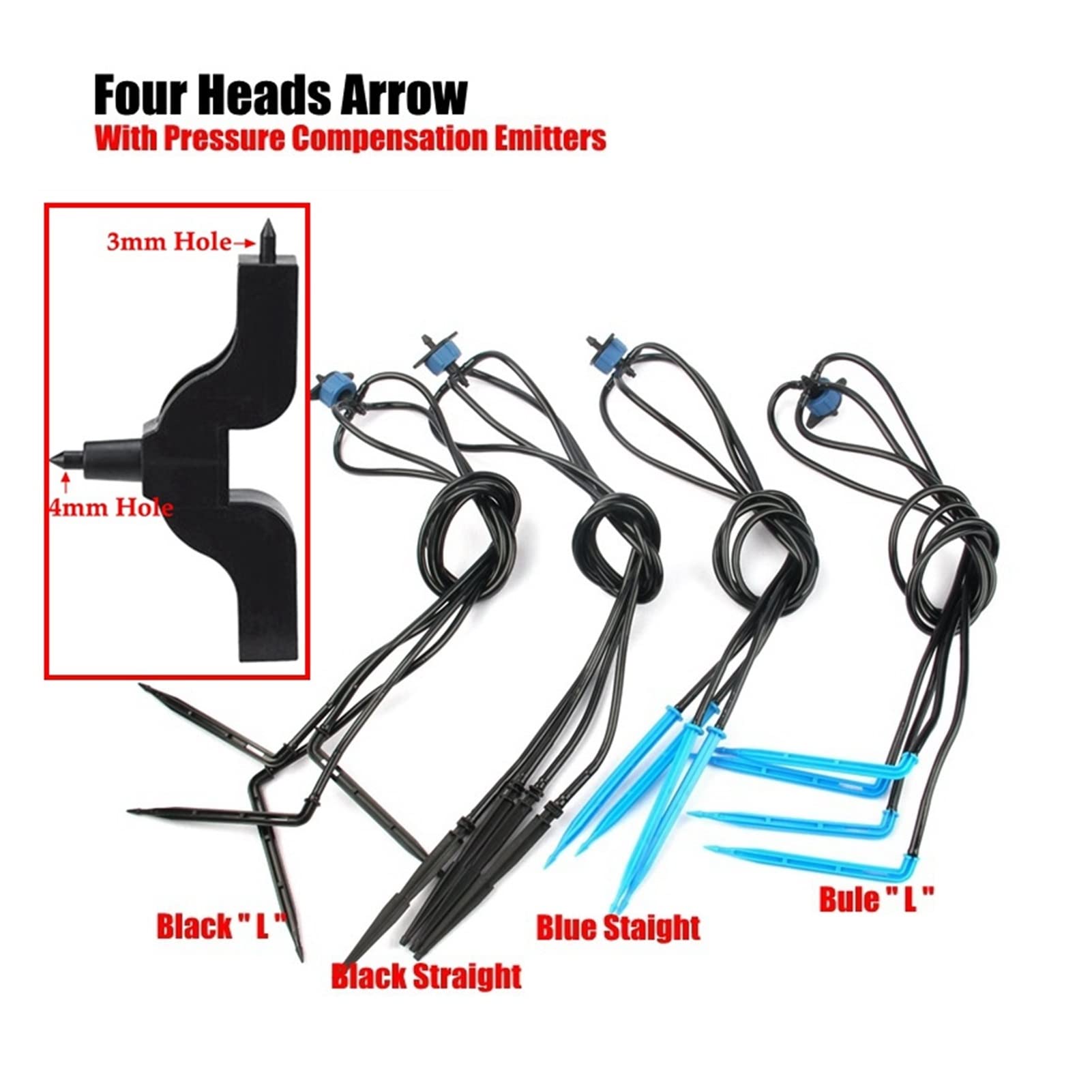 Sistema di irrigazione a pioggia for prato da giardino 25 set di 4 kit di lancio for irrigazione a goccia a testa(Black Straight)