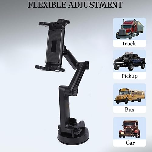 Miniatura 4 de ASHATA Soporte de teléfono para camión, brazo largo de 16.9 pulgadas de largo, rotación de 360 grados, antideslizante, fuerte ventosa, con goma