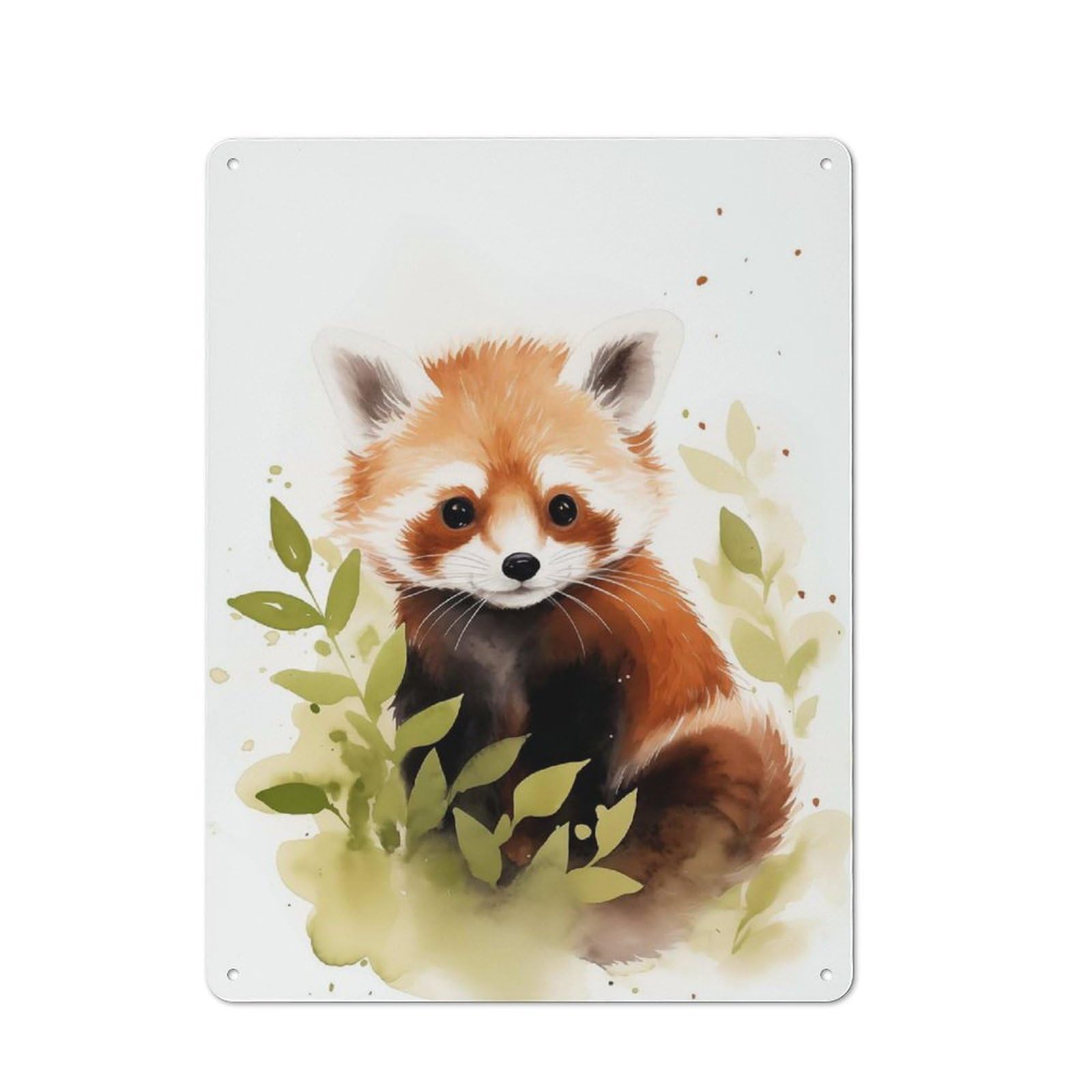Junmoney Style-11 Industrial Tin Wall Sign 40X30cm Featuring Red Panda Watercolor, Urban Room Decor For Workspace, Cafe, Hallway Or Garage