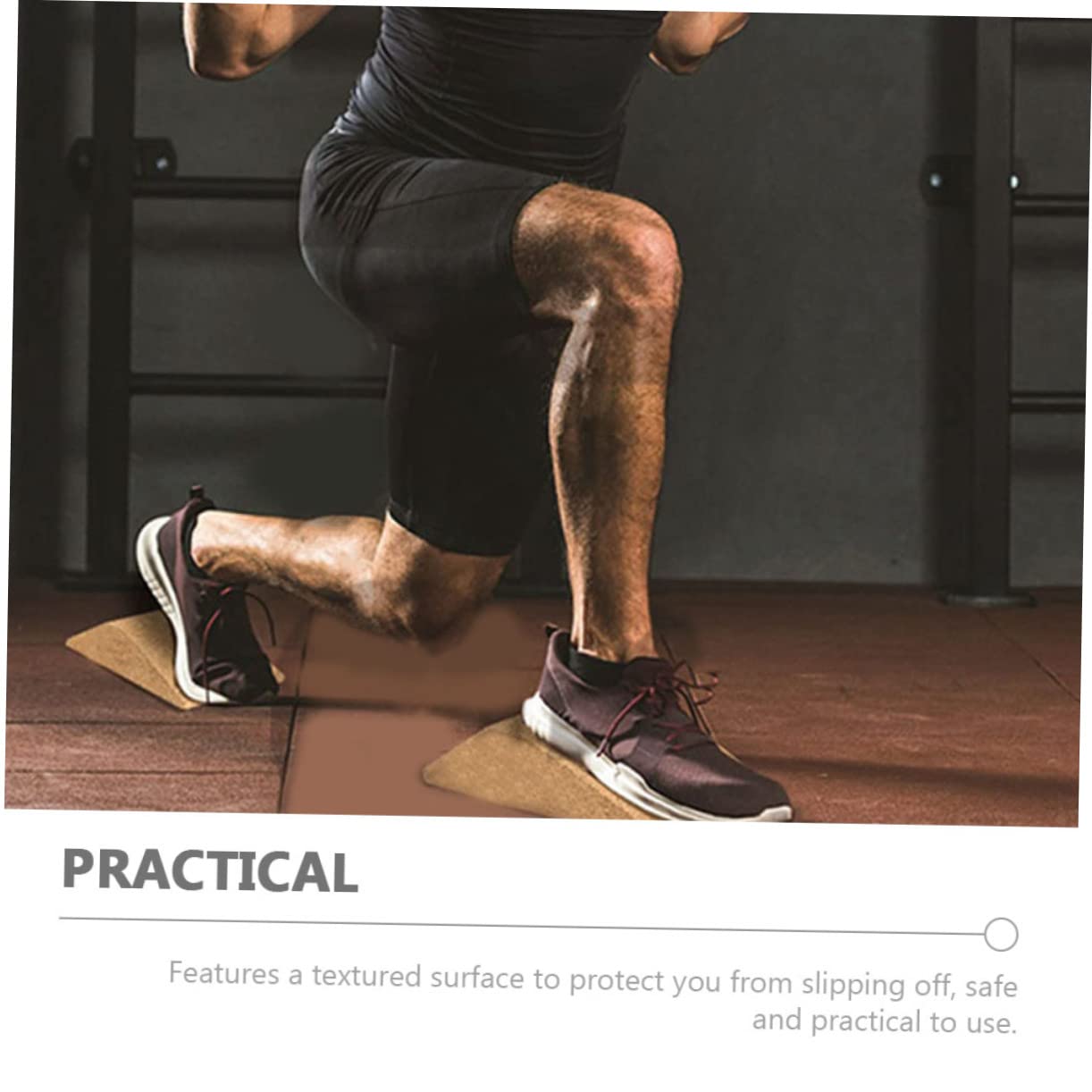 HEMOTON Cork Yoga Block Skid for Calf Stretching Fitness Inclined Ramp for Exercise Durable Design Single Natural Color