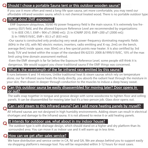 Far Infrared Wooden Outdoor Sauna, 2-Person Size 1750W, 9 Low EMF Heaters, 10 Minutes Pre-Warm up, Time and Temp Pre-Set, 2 Bluetooth Speakers, 2 LED Reading Lamp and 2 Chromotherapy Lights - Image 4